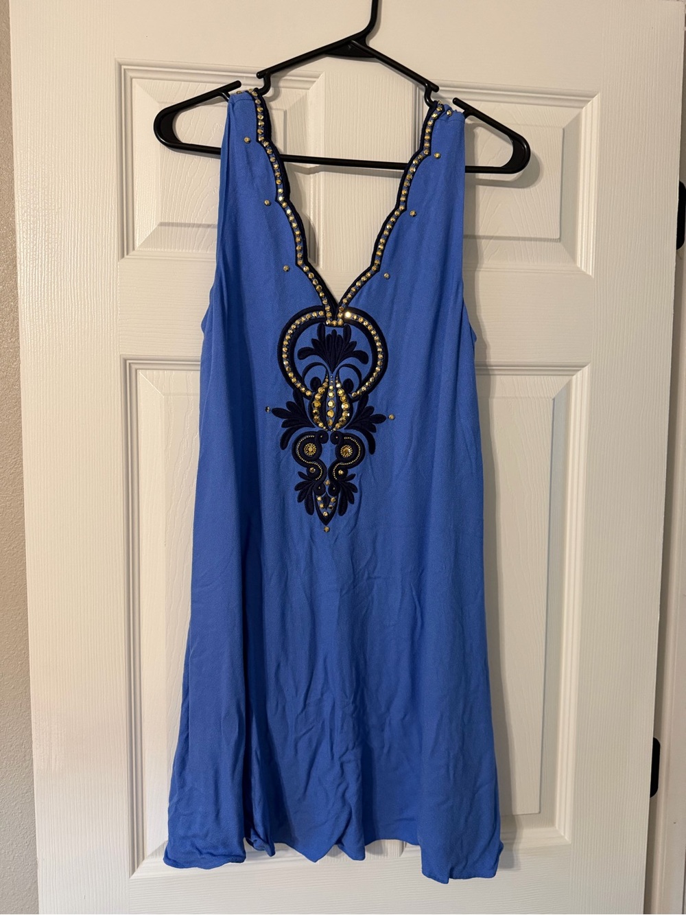 Lilly Pulitzer Blue Embellished Top with Gold Sequins